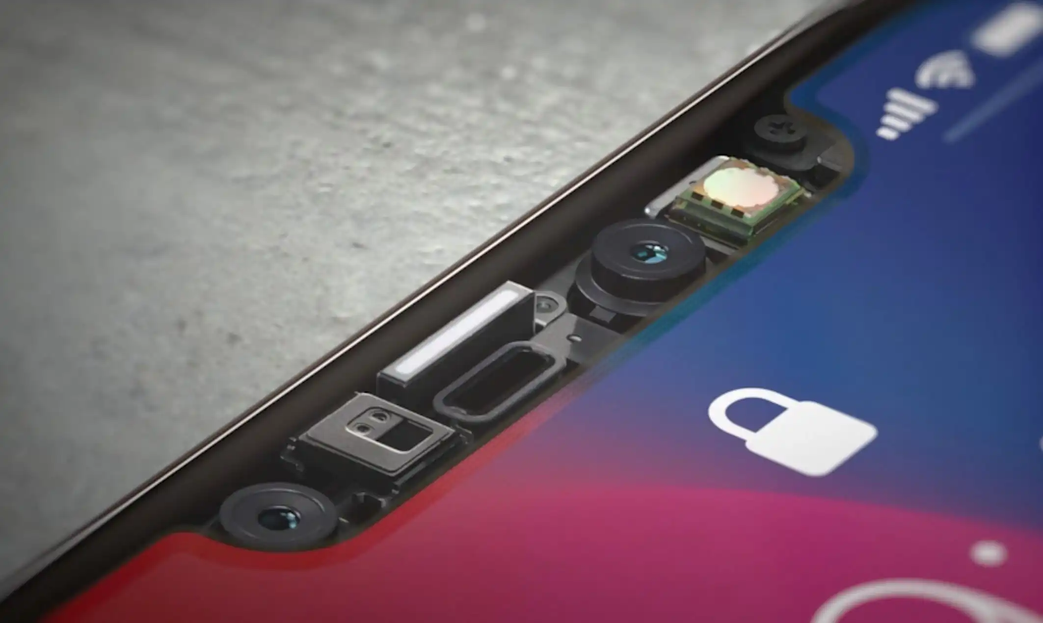 Smartphone with a lock icon on its colorful screen, set against a dark tech backdrop